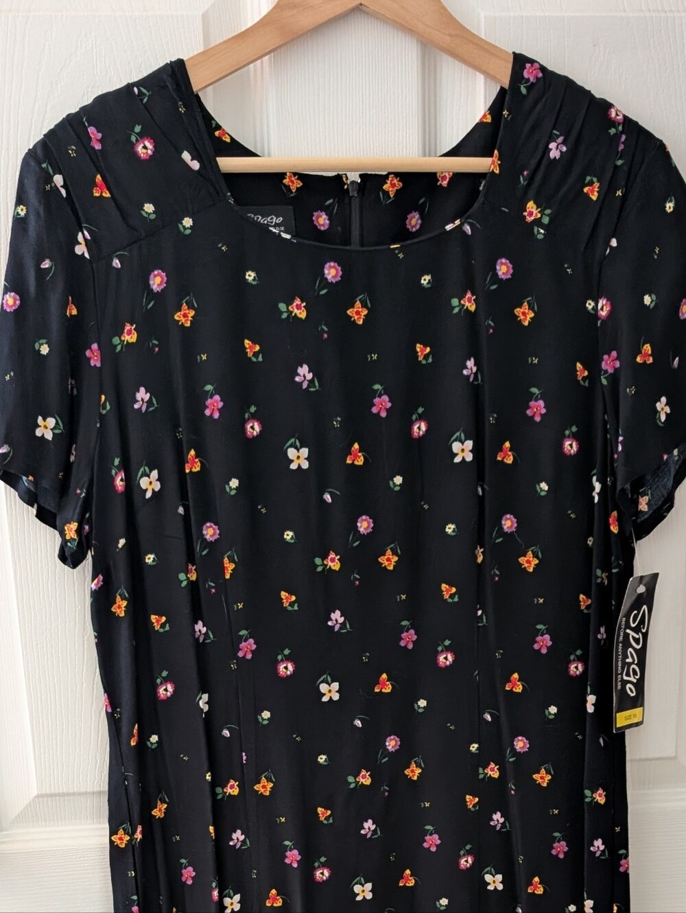 Black Floral Short Sleeve Maxi Dress NWT